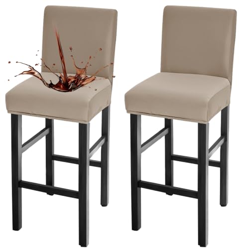 Image of FUANGUI Bar Stool Covers Set of 2, Waterproof Stretch Bar Stool Seat Covers | Washable Removable Bar Chair Covers with Backs Slipcovers, Bar Chair Covers Square for Kitchen Dining Room Cafe