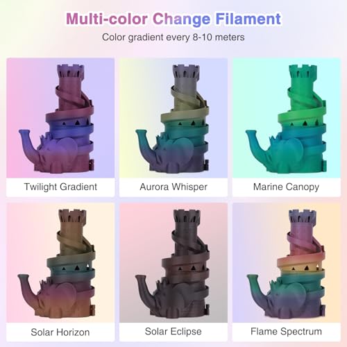 Image of Rainbow Matte PLA Filament Bundle | 6-Pack (250g per Spool, 1.5kg Total), Multicolor Changing 3D Printer Filament 1.75mm Rainbow Filament for FDM 3D Printers & 3D Pens