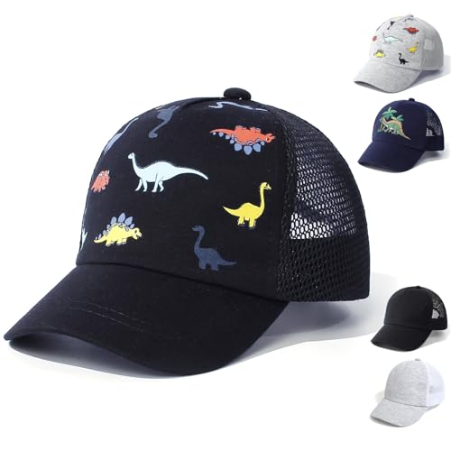 QIYIENDIAN Baby Toddler Gorras Ajustable Sol Sombreros Dinosaurio Solid Color Sombrero Niños Niños Niñas(Black Dinosaurs,1-3Years)