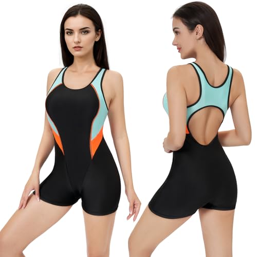 La mejor comparación ropa de natación con protección solar los mejores 5. 42 KTMOUW Traje de Baño Mujer Natacion Completo con Short Trajes de Baño Muje Deportivo con Copa Extraíble y Espalda Calado para Natación, Surf y Playa
