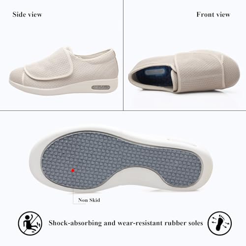 Diabetic Shoes for Men Extra Wide, Adjustable Closure Walking Shoes for Elderly for Swollen Feet, Women's Non Slip Indoor Outdoor House Shoes4