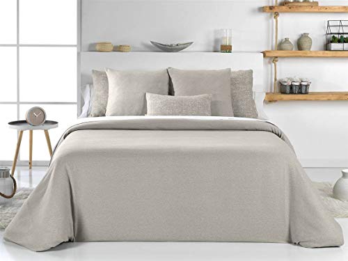 CAÑETE - Funda Nórdica ROLF Cama 90 - Color Gris (Juego Duvet 3 Piezas con Bajera Ajustable, Funda y Funda de Almohada)