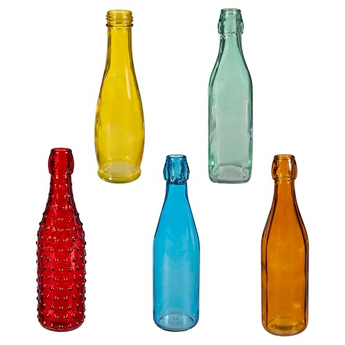 Evergreen Garden Glass Bottles for Bottle Tree Wine Bottles for Decorativation Indoor Outdoor Wedding Christmas Party Decor (Rainbow Set of 5)