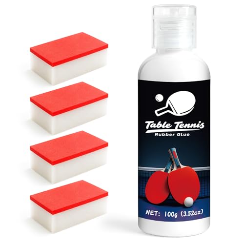 WAN2TLK Klej do tenisa stołowego 100 ml, idealny do montażu gumowego wiosła do tenisa stołowego, w zestawie z 4 gąbkami