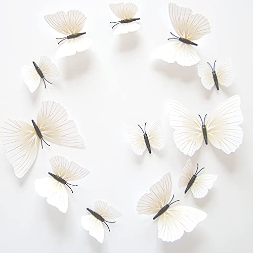 FuninCrea Lot de 12 Stickers Papillon, Autocollants Muraux 3D en Forme de Papillon Étanche Magnétique Pour Réfrigérateur Avec Ruban Adhésif Pour Décoration de...