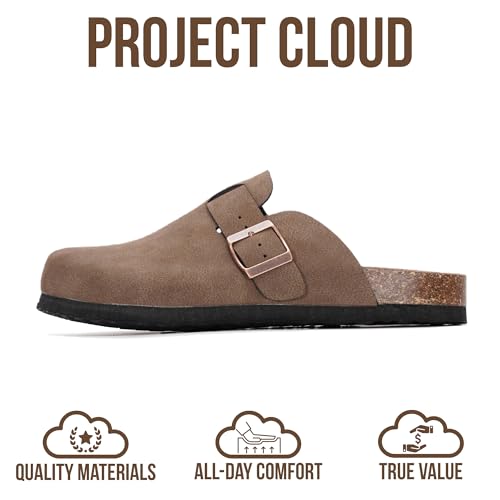 Image of Project Cloud 100% Genuine Leather Footbed Clogs for Women - Memory Foam Arch Support Slippers for Women - Trendy Slip-ons Women's Mules & Clogs Sandals