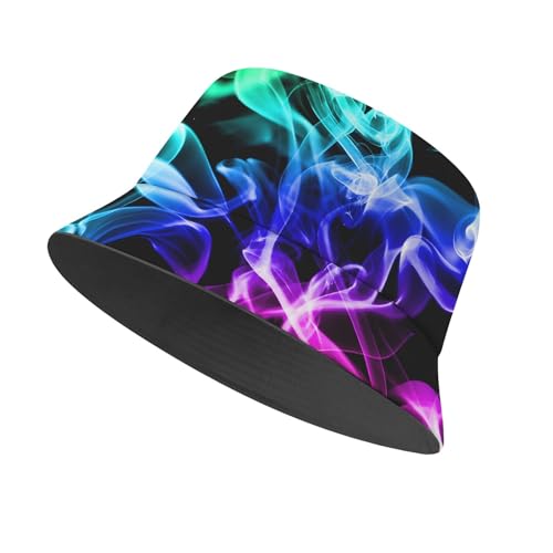 Color Smoke Bucket Hat Beach Sun Hat Aesthetic Fishing Hat for Men Women Teens, Reversible Double-Side-Wear