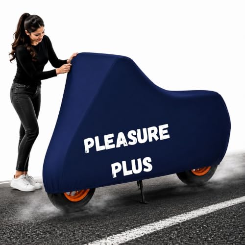 Image of Powerfull Scooty Body Cover for Pleasure Plus 110 Dustproof Scratchproof - 100% Waterproof Pleasure Plus 110 Cover for Two Wheeler, Outdoor Full Motorcycle Cover with UV, Duty, Rain Protection - Blue
