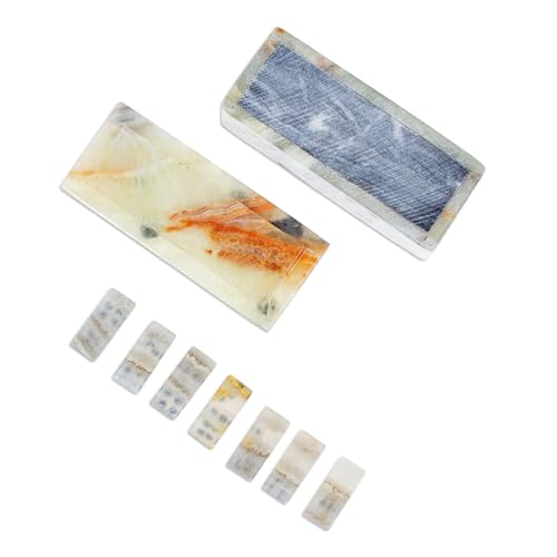 NOVICA Juego de Domino Piedra Mármol Multicolor miniatura 5