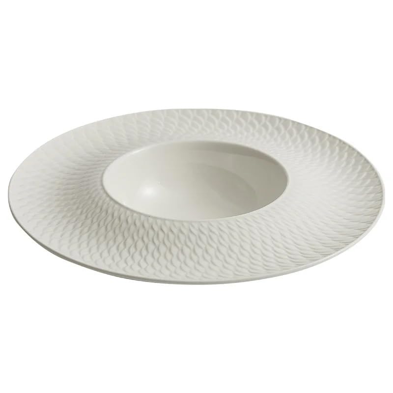 Hutteller aus Keramik, Suppenteller im westlichen Stil, Schüssel mit breitem Rand, geeignet for Nudelsalat und Suppe(12 inches)