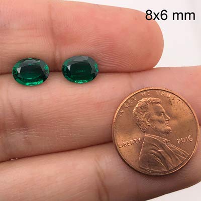 2.33-2.70 Cts of 8x6 mm AAA Oval Lab Created Emerald (2 pcs) Loose Gemstones2