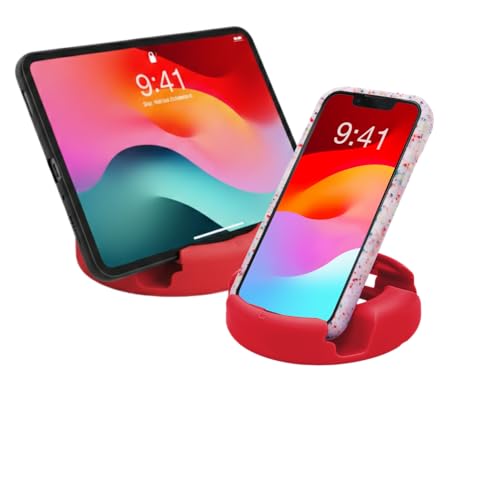GoDonut Plus+ - Smartphone and Tablet Stand - Compatible with Lager Cases with Charging Port Access - for use at Work, at Home, Travel and on-the-go (Red)