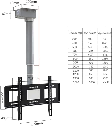 Support TV motorisé 30 cm escamotable avec télécommande pour un gain de place optimal