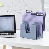 Acrimet Incline Desk File Sorter Step 5 Sections Heavy Duty (Solid Blue Color)