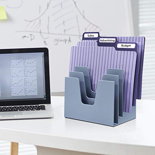 Acrimet Incline Desk File Sorter Step 5 Sections Heavy Duty (Solid Blue Color) #TOP1