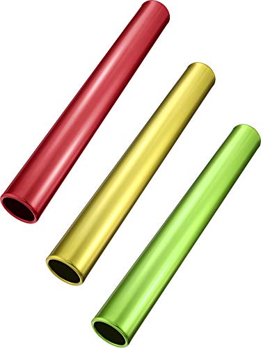 Zhehao 3 Pcs Aluminum Track Field Relay Baton Race Batons Equipments Running Track Relay Batons Suitable for Sports Outdoor Practice Athlete Students Office Field Race Tools(Gold Green Red)