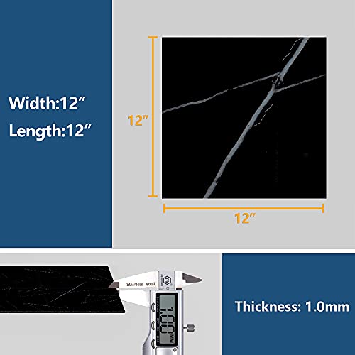 Veelike 12''X12'' Vinyl Floor Tiles Peel And Stick Black Marble Flooring Tiles Self Adhesive Waterproof Floor Vinyl Sticker Tiles Decorative For Bedroom Bathroom Kitchen Walls Basement 24 Pack #TOP1
