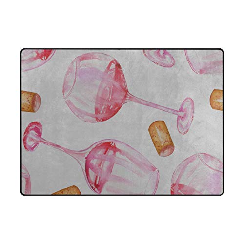 Retro Stylish Colorful Red Wine Cork Custom Area Rug Non-Slip Super Soft Kid Floor Mat for Floor Home Kids Dorm Sofa Livingroom Bedroom Decor