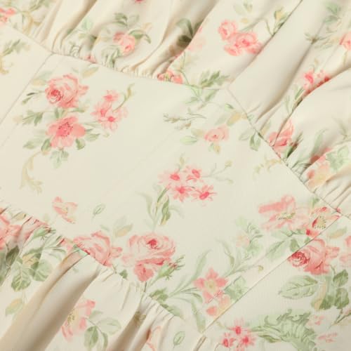 Image of Scarlet Darkness Women's Floral Corset Dress with Split 2026 Summer Spring Square Neck Midi Milkmaid Dresses