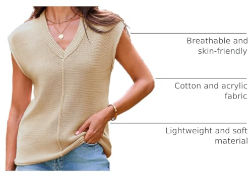 Image of Saodimallsu Women's V Neck Cap Sleeve Lightweight Knit Sweater Top