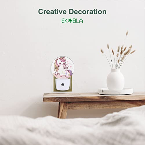 Ekobla Funny Unicorn Night Light Animal Unicorn Big Eyes Potty Lips Night Lights Plug Into Wall Auto On Off Smart Sensor Led Home Wall Decor Round Lamp For Boys Girls #TOP1