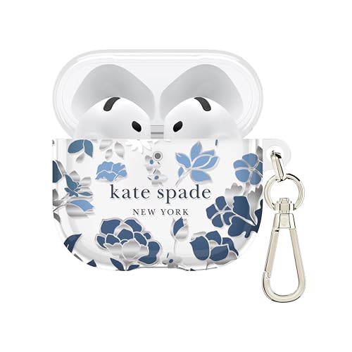 Image of kate spade new york AirPods 4 Protective Case with Keychain Ring - Flowerbed Blue, Compatible with AirPods 4th Generation