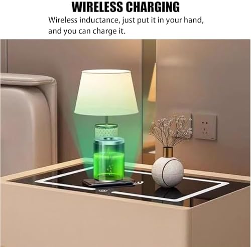 Smart LED Nightstand with 2 Drawers, Adjustable Light Headboard, Narrow Side Table with Electronic Combination Lock for Bedroom & Living Room (White, 50x40x48cm)