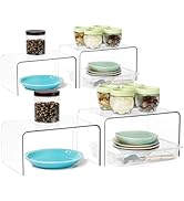 FJNATINH Clear Shelf Riser, 4Pack Cabinet Organizer Shelf 4mm Thick Display Risers Countertop Des...