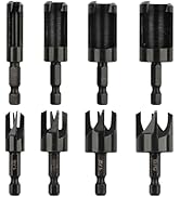 Rocaris 8 Pack Wood Plug Cutter Drill Bit Set, Straight and Tapered Taper Cutting Tool 1/4", 5/16...