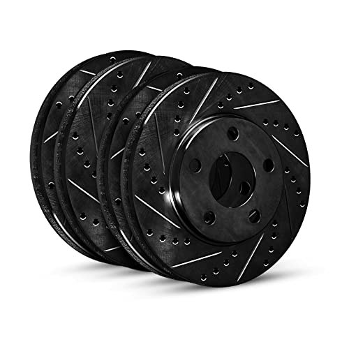 R1 Concepts Front Rear Brake Rotor Kit |Brake Rotors| Brake Disc |Drilled and Slotted|fits 2017-2023 Buick Enclave; Chevrolet Blazer, Traverse; GMC Acadia