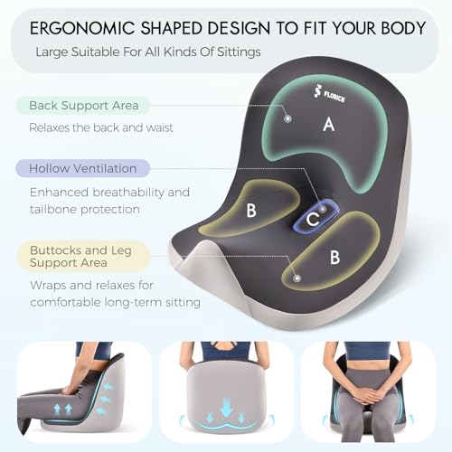 Car Seat Cushion and Lumbar Support Pillow, Larger Memory Foam Seat Cushion, Ergonomic L-Shaped Design Cushion for Back Pain Relief, Non-Slip Driving Cushion for Car, Office, Truck, Wheelchair-Black by FLORICH - Used condition - Image 6