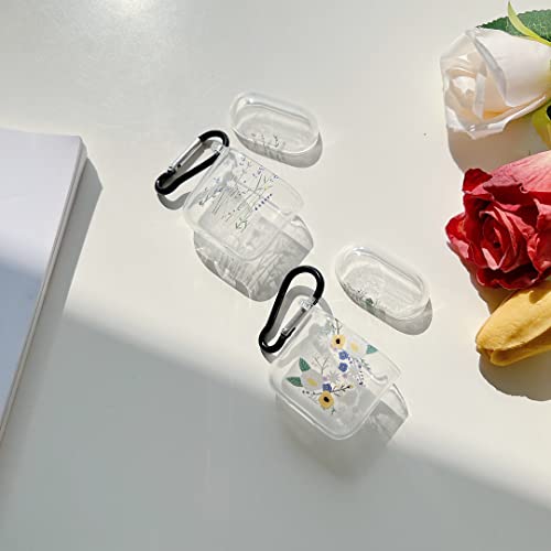 Hjwkjus Compatible With Airpods 1&2 Case For Women Girls,Elegance Lovely Floral Flower Blooms Soft Clear Tpu Case With Keychain Anti-Dust Shockproof Protective Cover For Airpods 1&2-P #TOP6