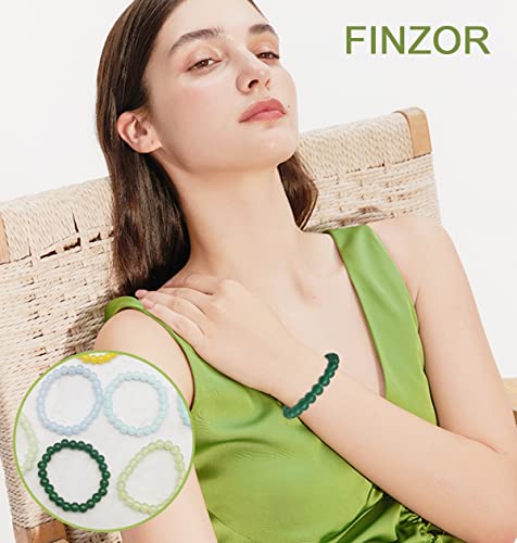 Finzor 20Pcs 8Mm Beaded Stretch Bracelet Handmade Round Glass Bracelet For Women Multicolor Matte Beads Elastic Bracelet Shining Beads Wristband Valentines Jewelry #TOP4