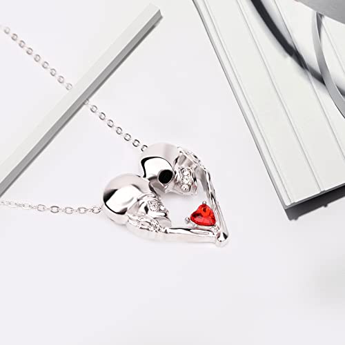 Anboly Skull Necklace,14K Silver Plated Dainty Cool Skull Pendant Necklace For Women Men,Novelty Style Halloween Party Gift #TOP5