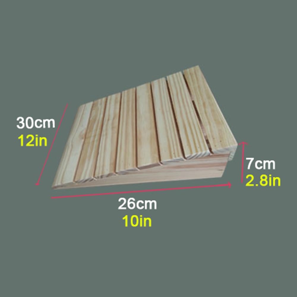 7-15cm Altura Rampa De Umbral De Puerta De Madera Maciza, Rampas De Bordillo Portátiles Rampa De Acceso, Rampa para Silla De Ruedas De Madera para Puerta/Escalones(30x26x7cm/12x10x2.8in)
