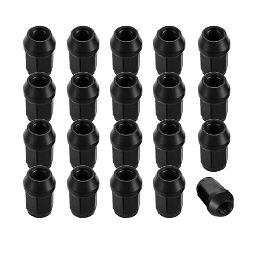 Sandfren 20PCS M12x1.5 Car Lug Nuts Set, Steel Closed End Vehicle Bulge Acorn Wheel Nuts, Anti-Rusting Automotive Replacement Lugnuts Accessories, Universal for Most Vehicles (Black)
