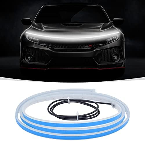 Car Hood LED Strip Light with Dynamic Scan, 12V Flexible Car Neon Accent Light Strip Car Engine Hood LED Bar,Waterproof LED Daytime Running Hood Strips Lights for Cars, SUVs, Trucks (White, 70inch)
