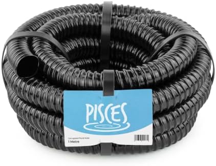 Pisces 25mm (1 inch) Black Pond Corrugated Flexible Hose Pipe - 5m Roll