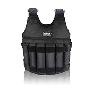 Weighted Vest, WEIGHTS NOT INCLUDED, 50KG Maximum Load Adjustable Weighted Jacket Weighted Vest with 12 Bags for Men Women for Running Gym Strength Training Workout Jogging