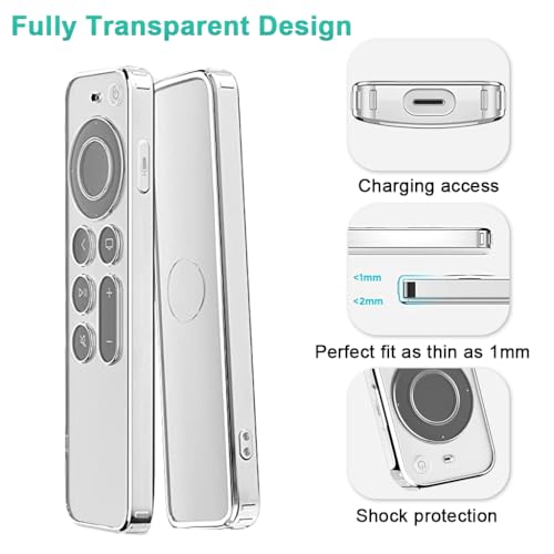 Image of ZORBES Siri Remote Cover Anti-Scratch TPU Remote Skin Cover Clear Compatible with TV 4k 6th /7th Gen Streaming Devices