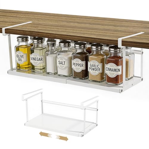 Worephu Adjustable Metal Under-Shelf Organizer - Expandable Hanging Storage Basket for Home Kitchen Pantry & Bathroom Organization