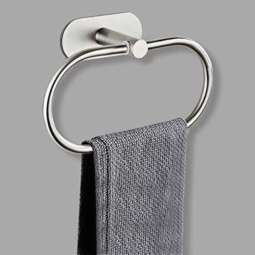 Adhesive Hand Towel Ring Non-Perforated Round Towel Rack 304 Stainless Steel Towel Ring Non-Perforated Bathroom Hand Towel Rack Adhesive Hand Towel Rack #TOP4