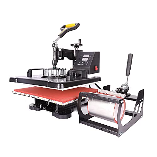 Foto von CREWORKS 5 in 1 Hitzepresse Heißpresse Heat Press Machine 38x30cm Transferpresse Tassenpresse Textilpresse Mulitifunktional Sublimation Wärmepresse Maschine 360 Grad für T-Shirts Becher Platten Kappe