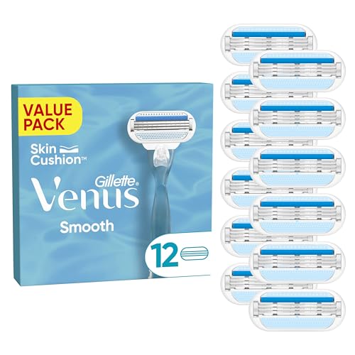 Gillette Venus Smooth - Recambios de cuchillas de afeitar para mujer, paquete de 3 cuchillas que abrazan las curvas rodeadas de cojines protectores