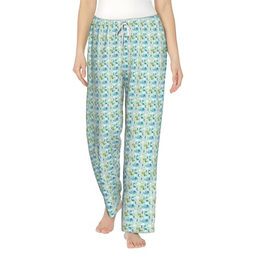 Pantalon de pyjama femme contre le froid nocturne imprimé dinosaure