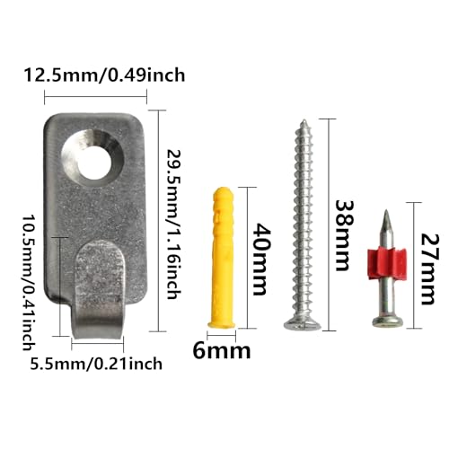 Image of 12PCS J-Shape Wall Mount Hooks, Stainless Steel J Hook, Heavy Duty Single Hole Hanger, Mini J Hook for Hanging Mirror Picture Frames