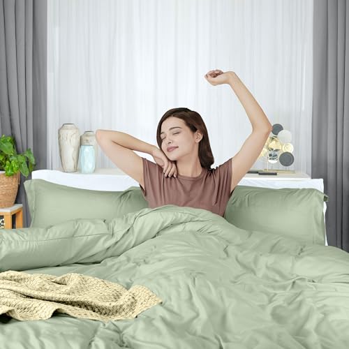 Utopia Bedding Duvet Cover Twin Size - 2 Piece with Zipper Closure - 1 Comforter Cover 68X90 Inches & 1 Pillow Sham 20X26 Inches (Sage) Comforter Not Included