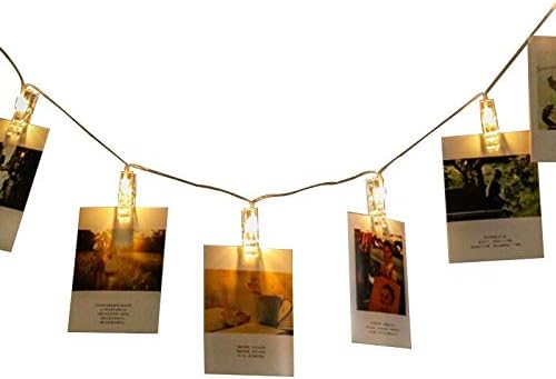 XURISEN LED Photo Clip String Lights Photo Clip Lamps Battery Powered Fairy Twinkle Lights, Wedding Party Home Decor Lights for Hanging Photos, Cards and Artwork 13.2 Feet (40 LED Warm White)