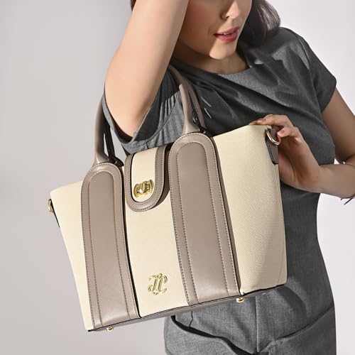 Image of Lavie Signature Canva Lock Satchel Bag | Satchel Handbag for Work | Ladies Purse | Stylish Shoulder Bag | Gift for Women
