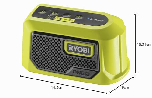RYOBI - Radio Chargeur sans Fil 18V One+ RBTM18-0 – Bluetooth 25m, 100% Nomade, Haut-Parleur 5 W – Batterie Non Incluse